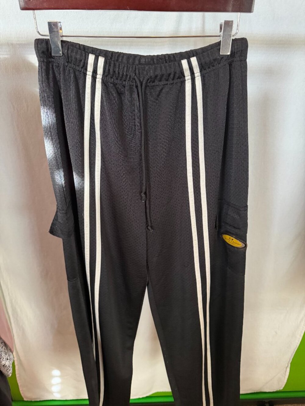 Calvin Klein Jeans Black Mesh Stripe Track Pants Size M